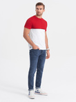 Men's two-tone cotton T-shirt - red and white V6 S1619