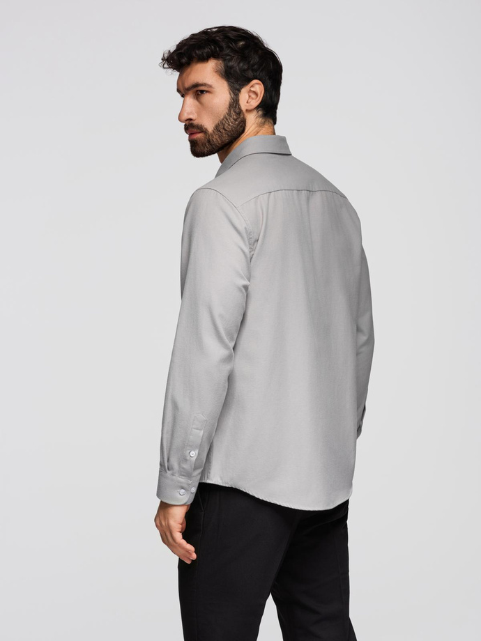 Men's REGULAR FIT shirt with pocket - gray V1 OM-SHCS-0148