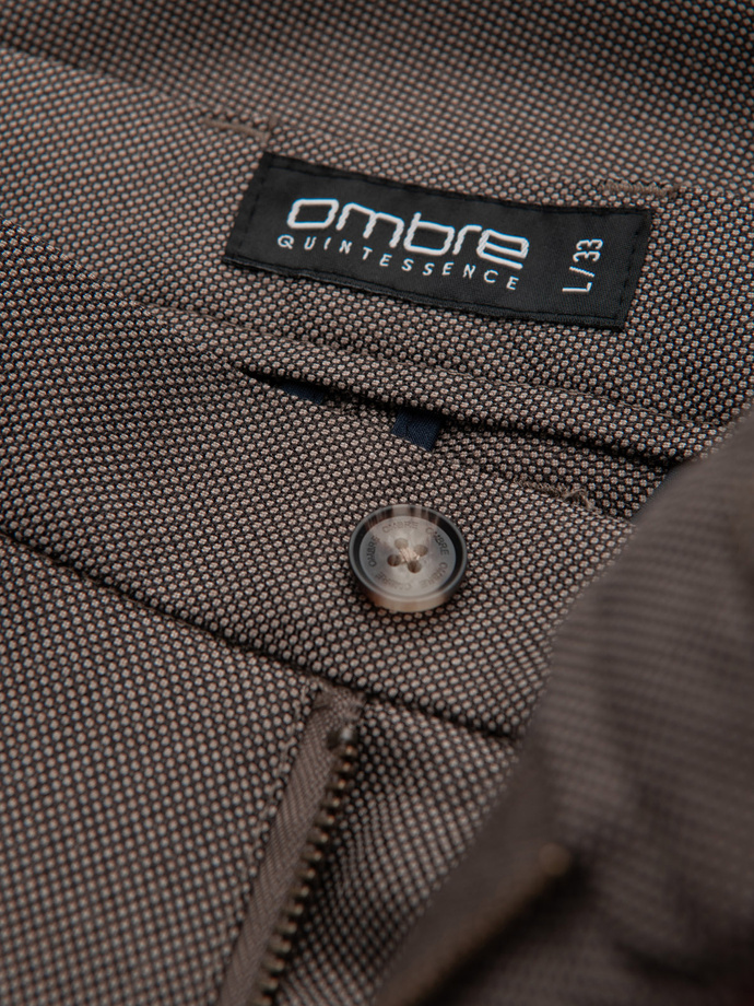 Men's classic chino SLIM FIT pants - dark beige V2 OM-PACP-0182