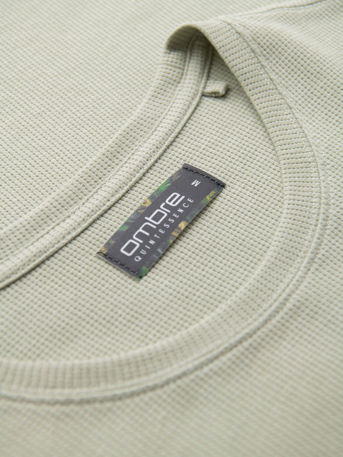 Men's waffle-textured T-shirt with round neckline - pistachio V4 OM-TSCT-0197