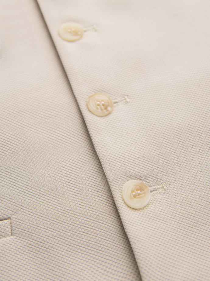 Fitted elegant men's vest with elastane and lapels - beige V2 OM-BLZV-0145