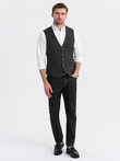 Men's fitted vest with rayon and marbled buttons - black V4 OM-BLZV-0112