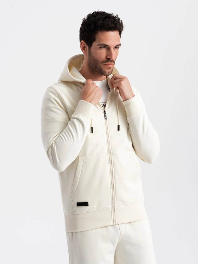 BASIC men's sweatshirt set unbuttoned sweatshirt + joggers - cream V5 Z86