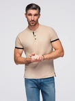Tricou polo fără guler pentru bărbați - bej V5 OM-TSCT-0156