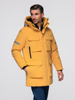 Men's long insulated jacket with reflective elements - yellow V2 OM-JALJ-0169