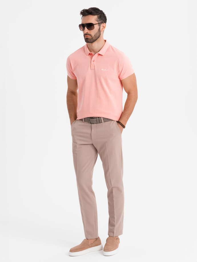 Cotton pique knit polo shirt - pink V5 OM-POSS-0103