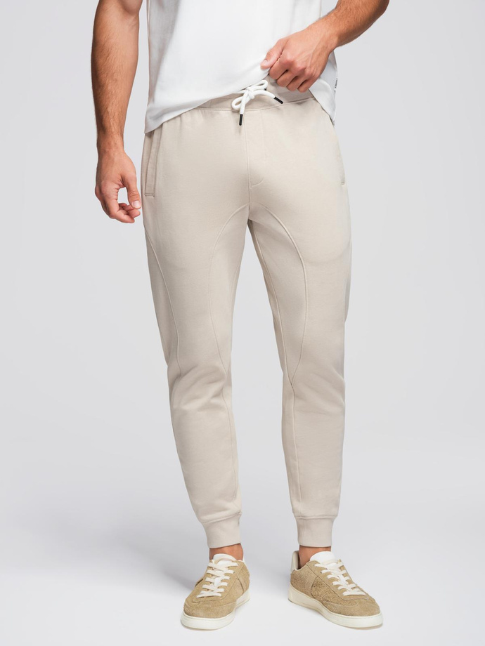 Men's jogger sweatpants - light beige V1 OM-PABS-0173