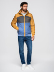Lightweight colorful men's sports jacket with fleece - blue-mustard V8 OM-JANP-0194