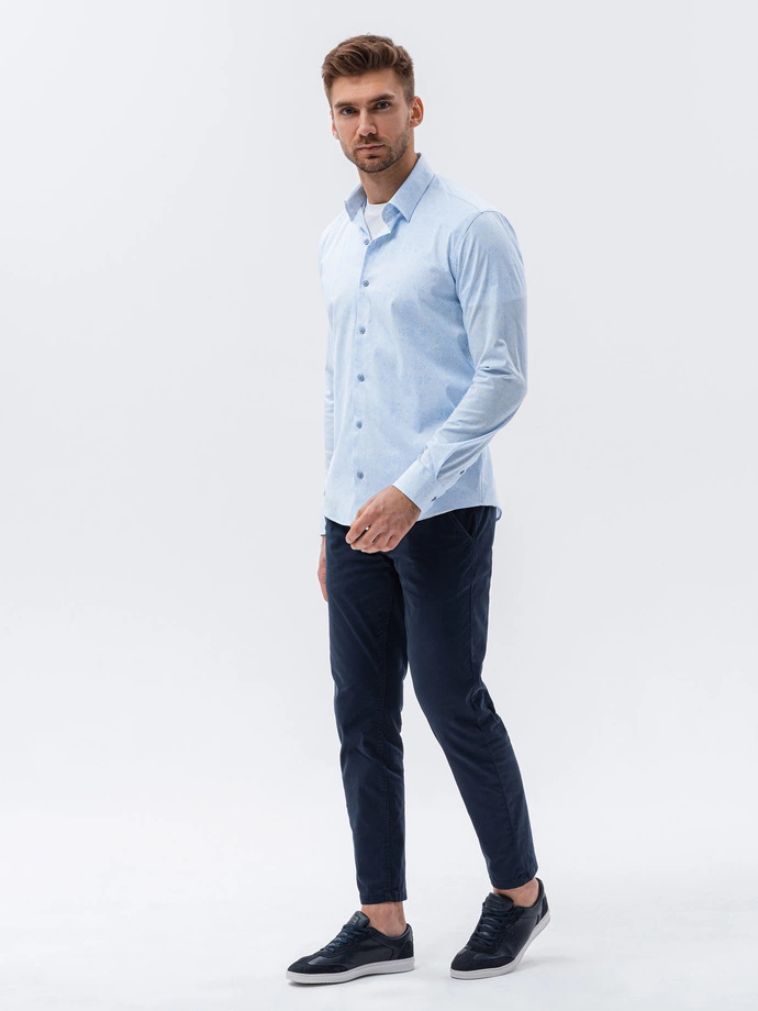 Men's shirt with long sleeves - light blue K609