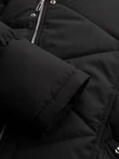 Men's quilted jacket with cut of ramoneski with hood - black V1 OM-JAHP-0252