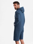 Set hanorac bărbați hanorac cu fermoar + pantaloni scurți - albastru închis V4 Z76