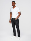 Men's waxed denim SLIM FIT pants - black V3 OM-PADP-0149