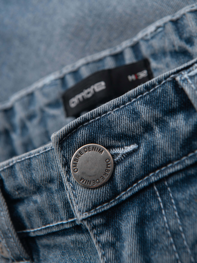 Vyriški džinsiniai šortai su užlenktomis kojomis - šviesiai mėlyni V1 OM-SRDS-0164