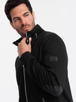 Men's jacket with high collar and fleece interior - black V1 OM-JANP-0154