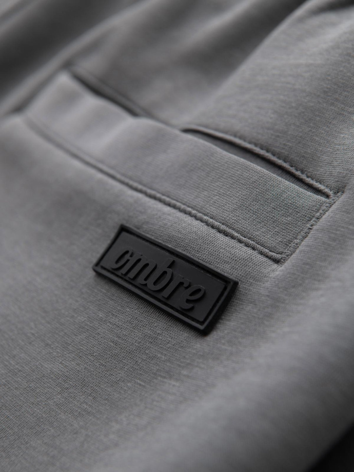 Men's sweatpants with straight leg and rubber details - grey V3 OM-PASK-0281
