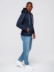 Unbuttoned men's sweatshirt with stand-up collar and hood - black V1 OM-SSZP-0216