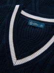 Knitted monochrome men's viscose cardigan - navy blue V1 OM-SWCD-0126