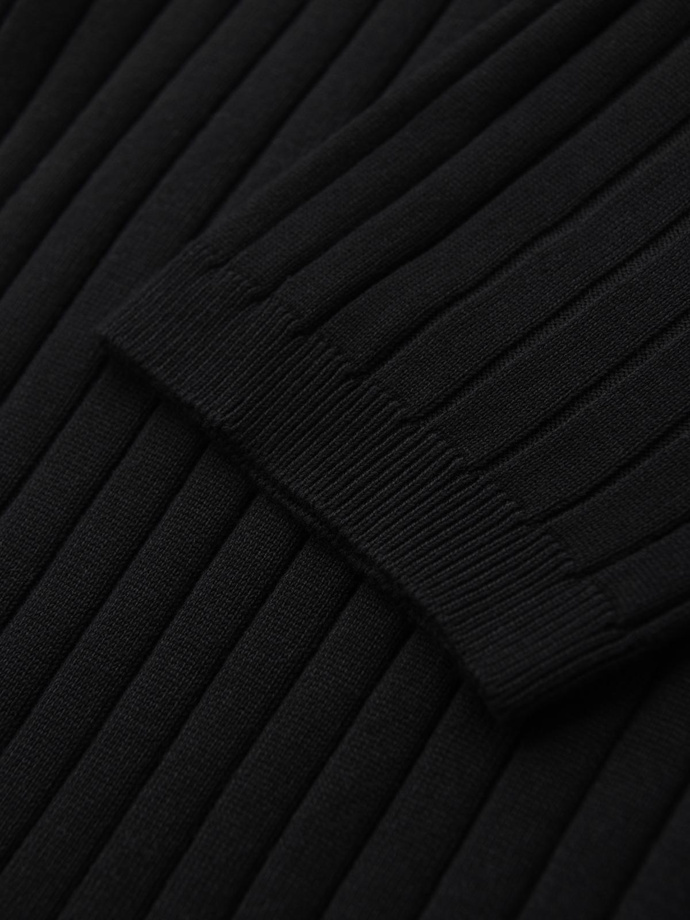 Pánská polokošile SLIM FIT z viskózy se svislými pruhy - černá V1 OM-POSS-0143