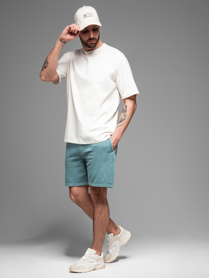 Men's RELAXED FIT athleisure style short sweat shorts - turquoise V1 OM-SRWS-0122 