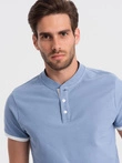 Tricou polo fără guler pentru bărbați - albastru V3 OM-TSCT-0156