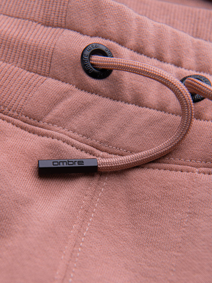 Pánské teplákové kraťasy BASIC s délkou před kolena - tmavě růžové V4 OM-SRBS-0149