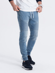 Pantaloni de jogger din denim pentru bărbați cu cusături - albastru V2 OM-PADJ-0113
