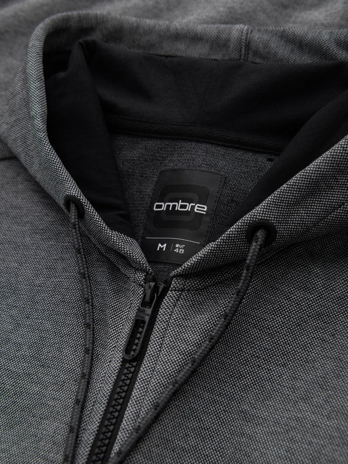 Men's softly structured hooded sweatshirt - black V1 OM-SSZP-0191