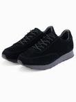 Men's sports shoes sneakers in eco leather with suede finish- black V1 OM-FOCS-0161