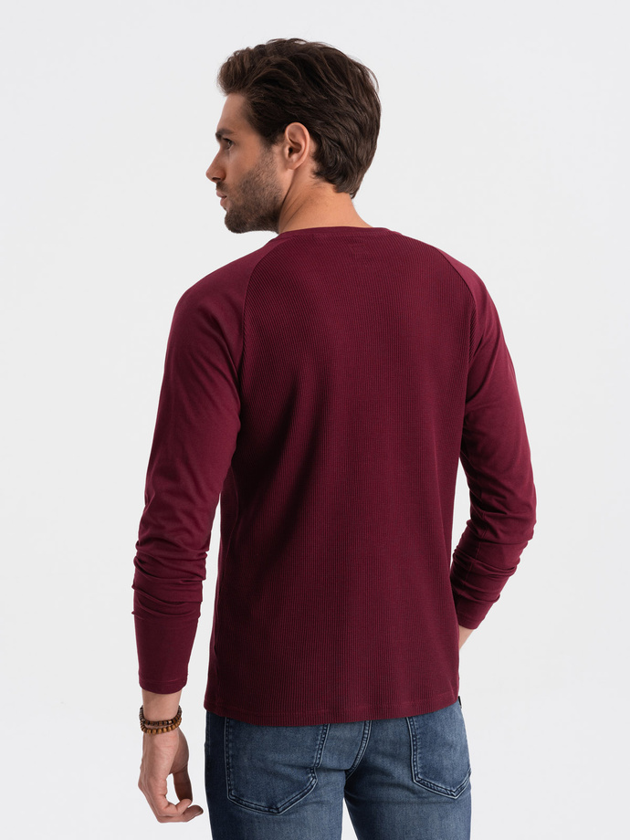 Men's longsleeve with "waffle" texture - maroon V6 OM-LSCL-0109