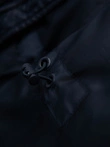 Vyriška dygsniuota kombinuotos medžiagos striukė su gobtuvu - tamsiai mėlyna V3 OM-JALJ-0266