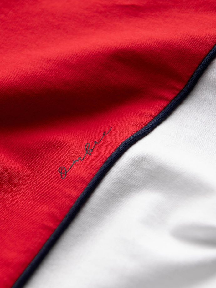 Men's two-tone cotton T-shirt - red and white V6 S1619