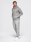 Men's kangaroo hooded sweatshirt - gray V8 OM-SSBN-0177