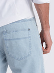 Men's denim shorts in delicate stripe - light blue V1 OM-SRDS-0129