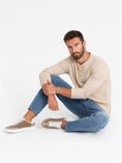 Adidași old-school pentru bărbați cu talpă groasă - maro deschis V1 OM-FOSL-0170
