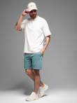 Pánské krátké teplákové šortky RELAXED FIT athleisure stylu - tyrkysové V1 OM-SRWS-0122 