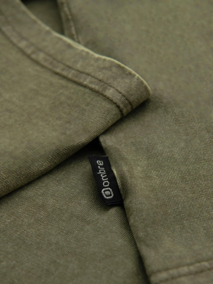 Tricou pentru bărbați cu efect de spălare - olive V4 OM-TSWT-0116