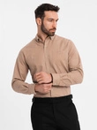 Vyriški lininiai marškiniai su klasikine apykakle ir kišenėmis REGULAR FIT - šviesiai rudi V7 OM-SHCS-0134