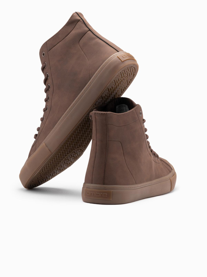 Men's ankle sneakers with rubber sole - brown V4 OM-FOTH-0187 