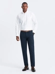 Men's classic chino pants with fine texture - navy blue V3 OM-PACP-0188