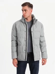 Men's lightweight jacket with mesh lining and hood - grey V3 OM-JAHP-0203