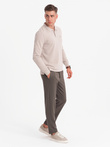 Men's structured polo longsleeve with patch - ash V3 OM-POLS-0131