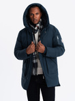 Men's long seasonal outdoor style jacket - navy blue V2 OM-JALJ-0202