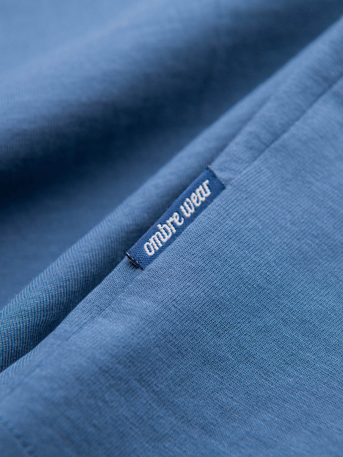 Men's cotton T-shirt with fine embroidery - dark blue V6 OM-TSCT-0170