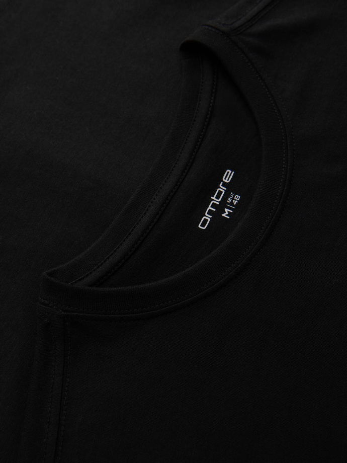 Men's t-shirt with embroidery on chest - black V1 OM-TSPT-0248