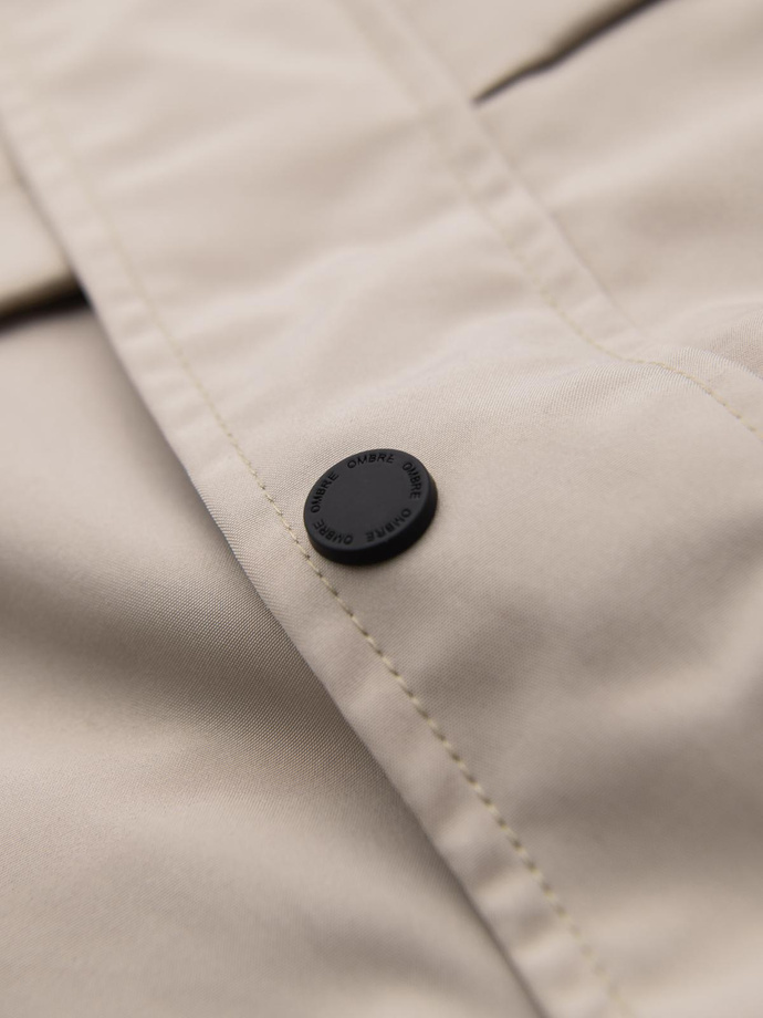 Functional men's transitional jacket with hood - beige V3 OM-JANP-0225