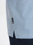Tricou polo melange pentru bărbați cu guler contrastant - albastru V3 S1618