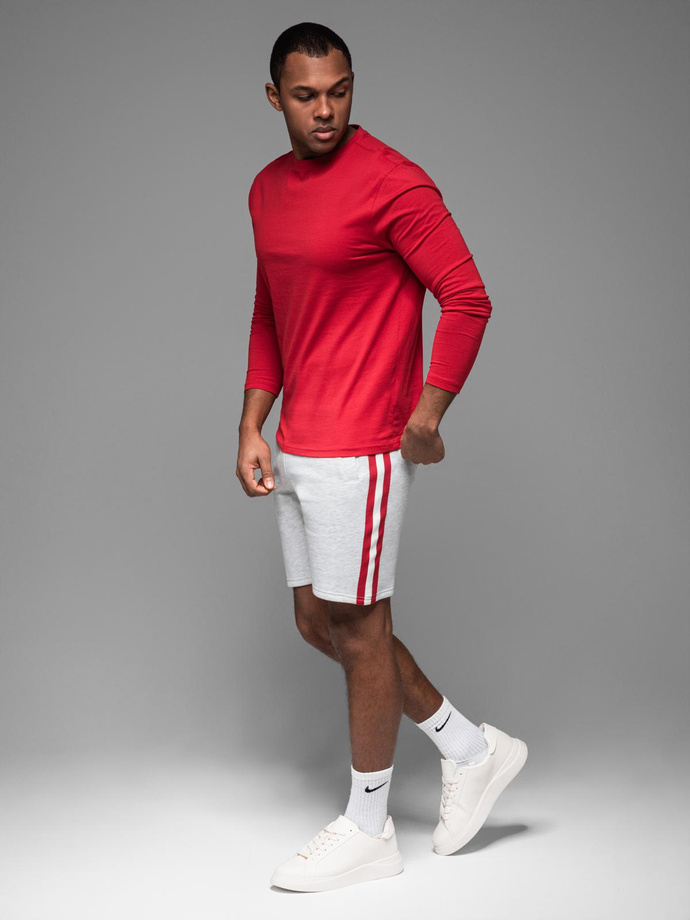 Pantaloni scurți casual pentru bărbați SLIM FIT jacquard knit - albastru marin V1 OM-SRCS-0168