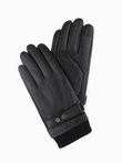 Men's leather gloves with touch function - black V1 OM-ACGL-0128