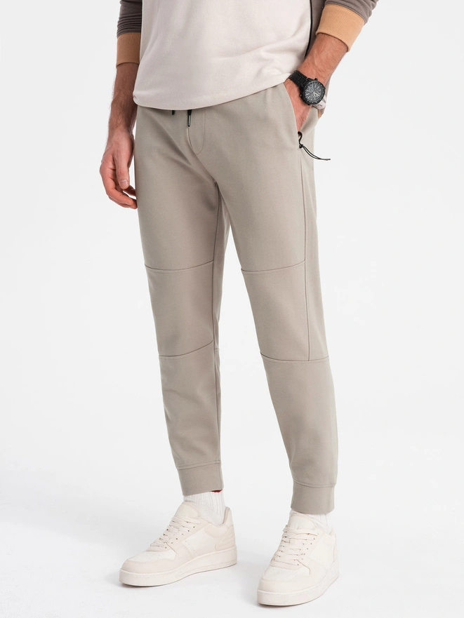 Men's sweatpants joggers on elastic with stitching - ash V1 OM-PASK-0142