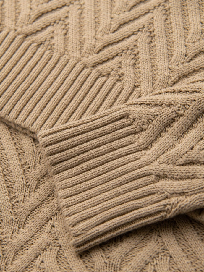 Pánský svetr z cik-cak úpletu - pískový V1 OM-SWSW-0147